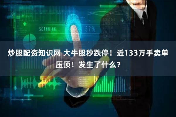 炒股配资知识网 大牛股秒跌停！近133万手卖单压顶！发生了什么？